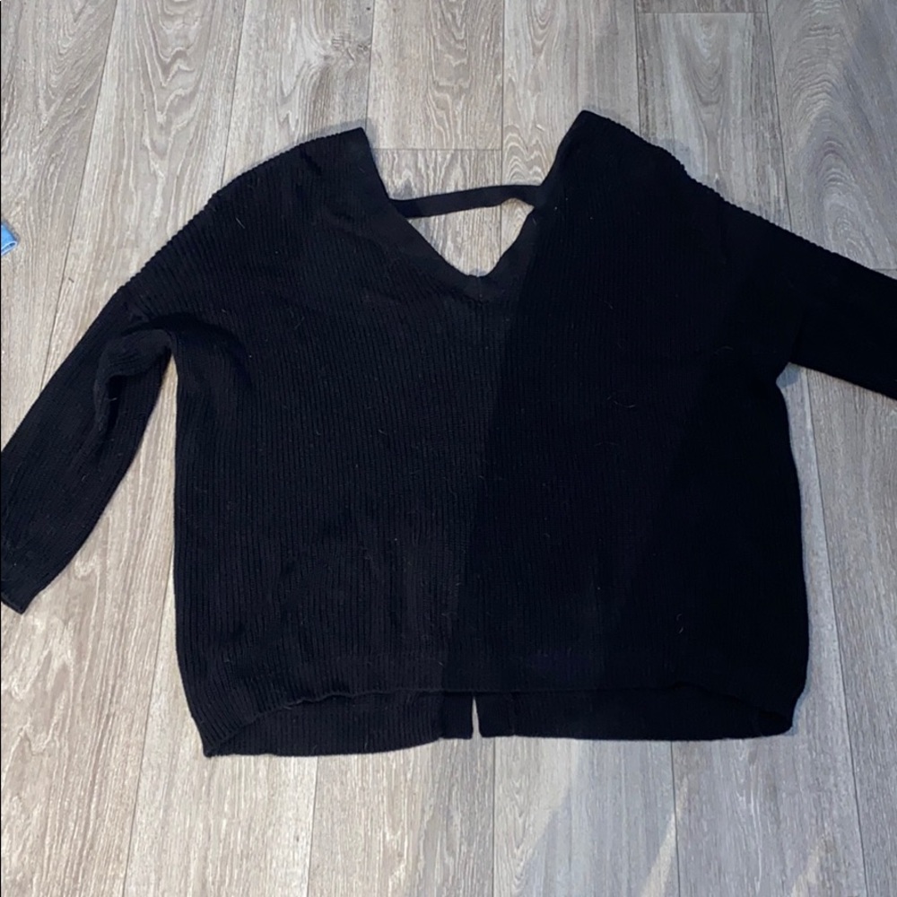 Black Open Back Sweater
